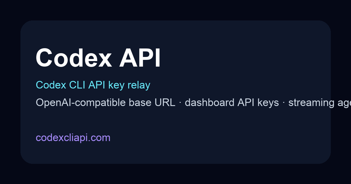 Codex API | Codex CLI API Key Relay